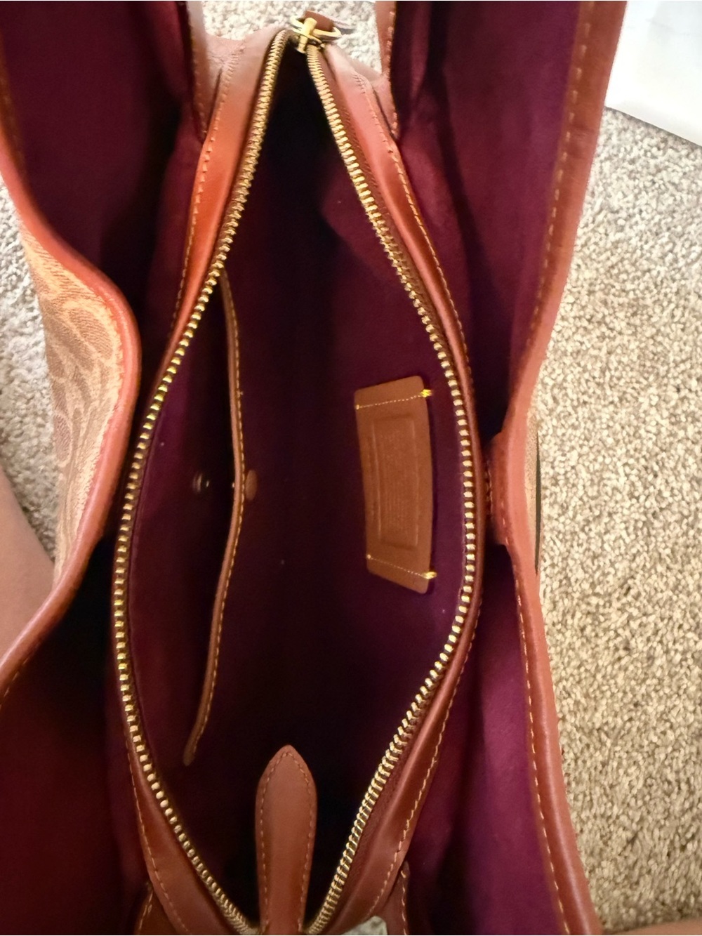 Coach Brown Signature Canvas Shoulder Hobo with Saddle Leather Trim - Picture 7 of 9